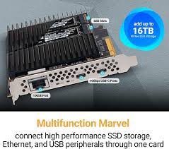 Sonnet  McFiver (Multifunction adapter card with dual M.2 NVMe SSD slots, 10GbE, and two 10Gbps USB-C Ports)